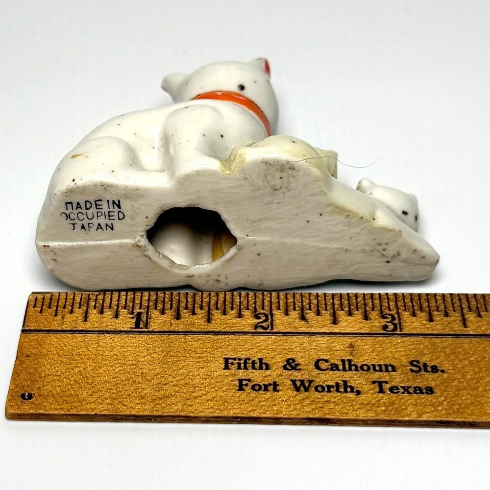 Vintage Occupied Japan Ceramic Cat Family Figurine Mother Kittens Red Bows *READ - Picture 6 of 7